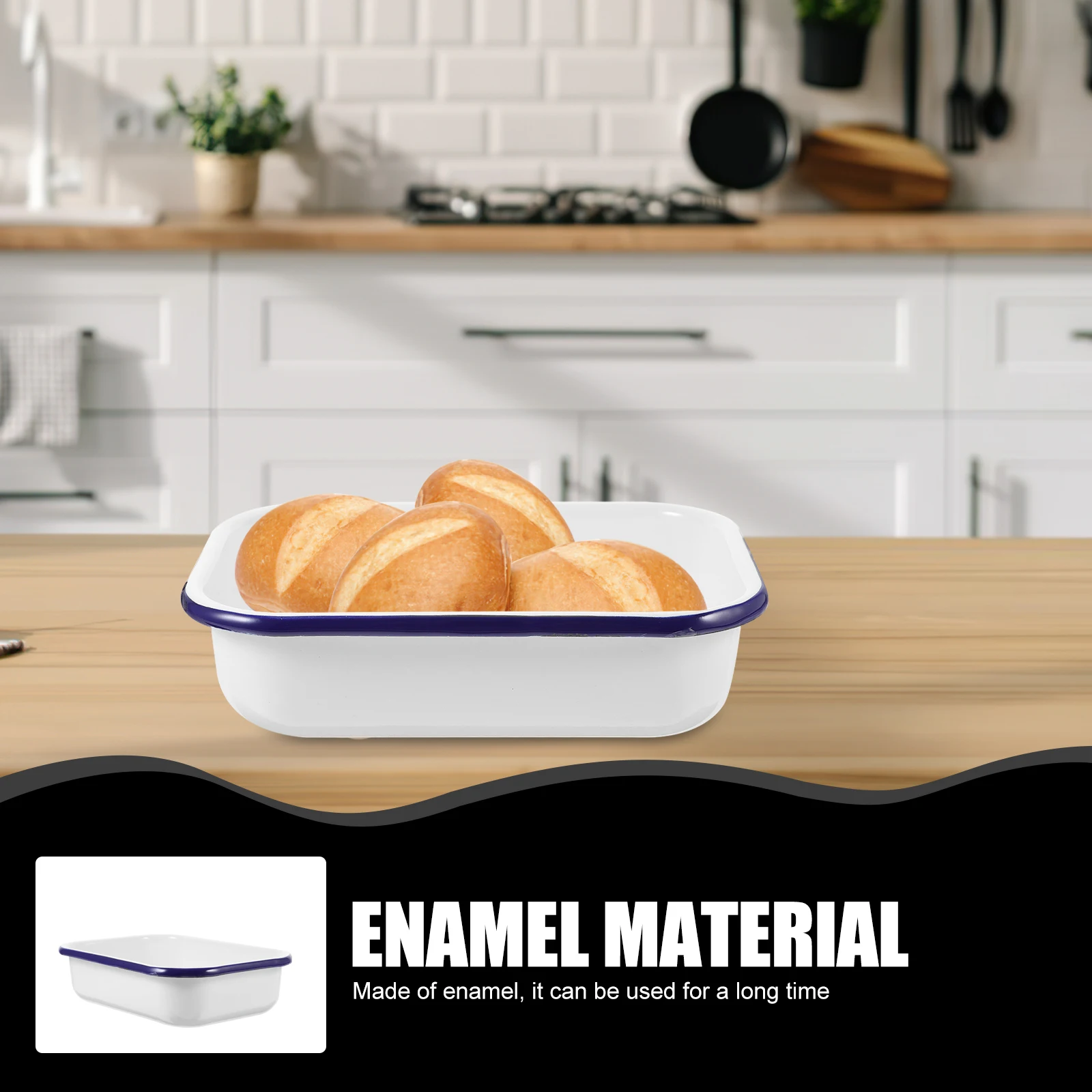 

10Pcs Enamel Kitchen Baking Tray Wear Resistant Multifunctional Food Container Heat Resistant Bakeware