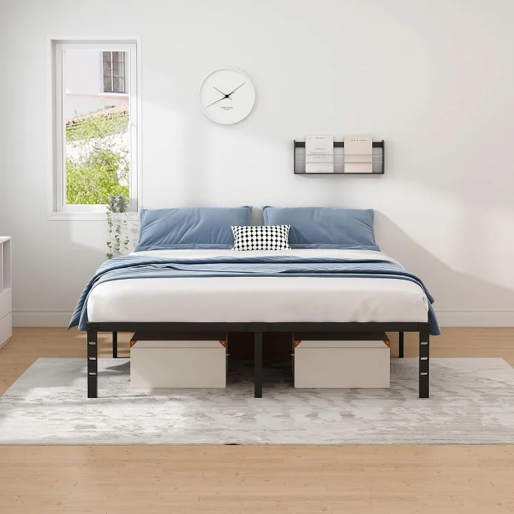 Metal Bed Frame-Simple and Atmospheric Metal Platform Bed Frame, Storage Space Under The Bed Heavy Duty Frame Bed, Sturdy