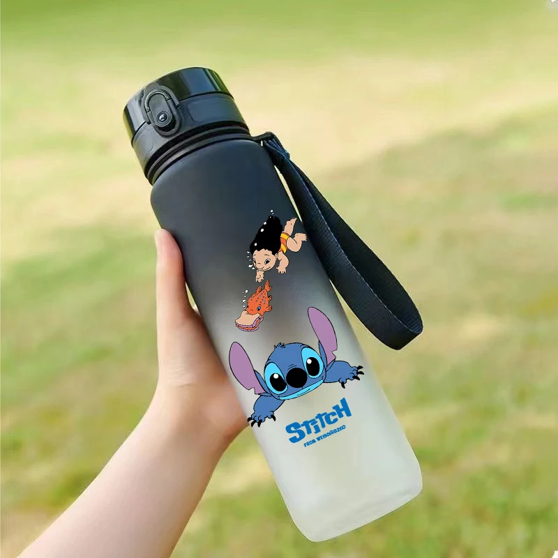 Stitch Boy Fitness Large-capacity Sports Bicycle Accompanying Water Cup Anti-drop Portable Plastic Water Bottle Matte Kettle New