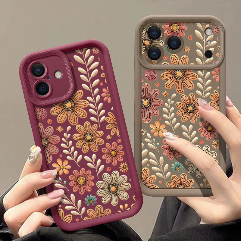 Cartoon Flowers TPU Case For iPhone 17 16e 15 16 Pro Max 14 16 Plus For iPhone Air 13 12 Pro Max 11 Soft Silicone Phone Cover