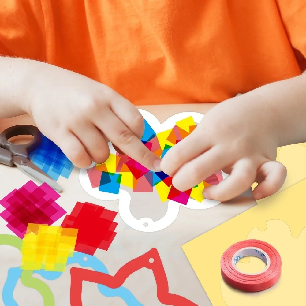 Kit de corte de papel creativo, entrenamiento de habilidades coloridas, decoración de Pascua, Kit interactivo portátil de decoración de ventanas DIY, escuela al aire libre