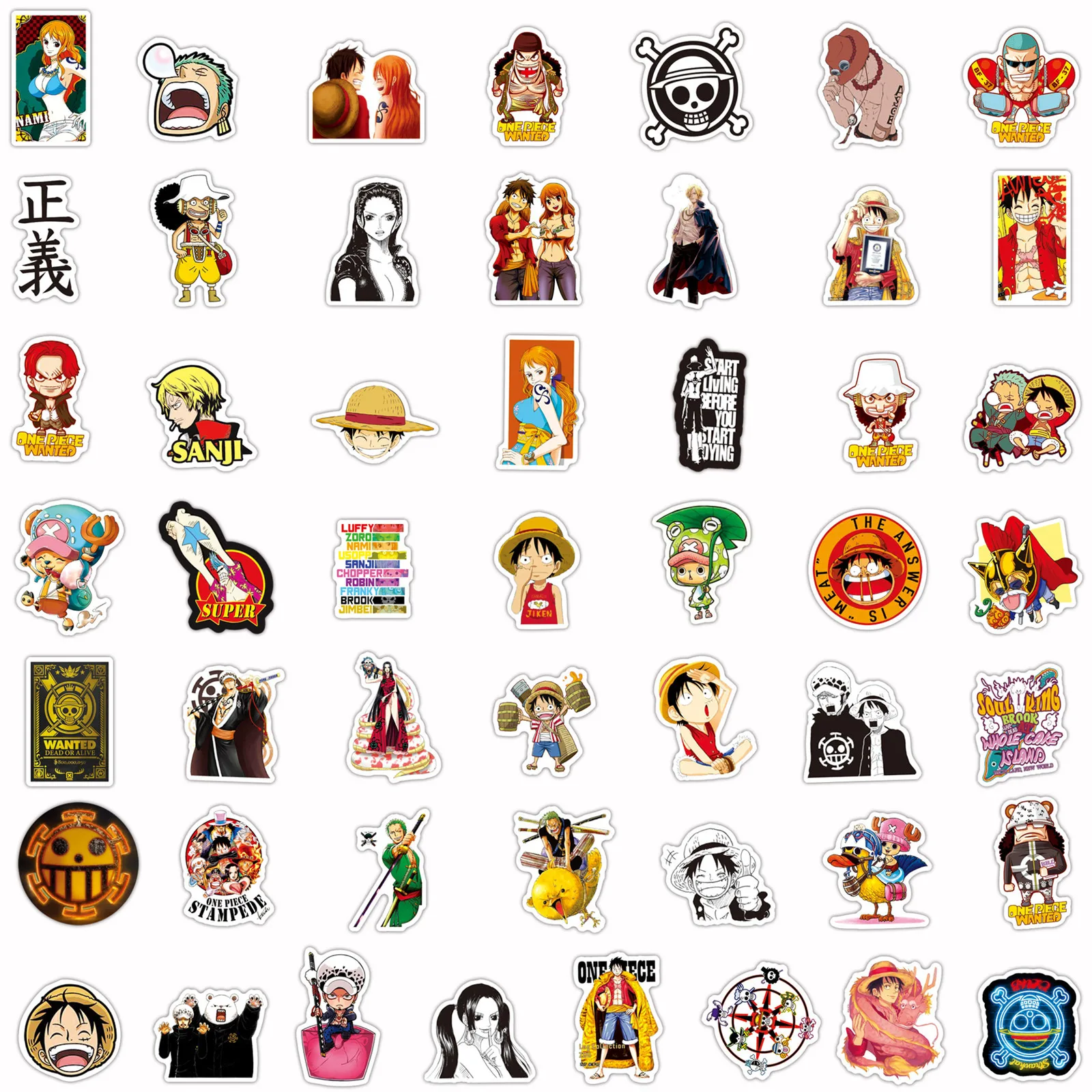 50PCS New Cartoon Anime One Piece Stickers