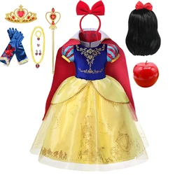 Girl Snow White Dress Kids Deluxe Embroidery Gown With Cloak Child Classical Princess Dress Up Costume Halloween Cosplay Outfits