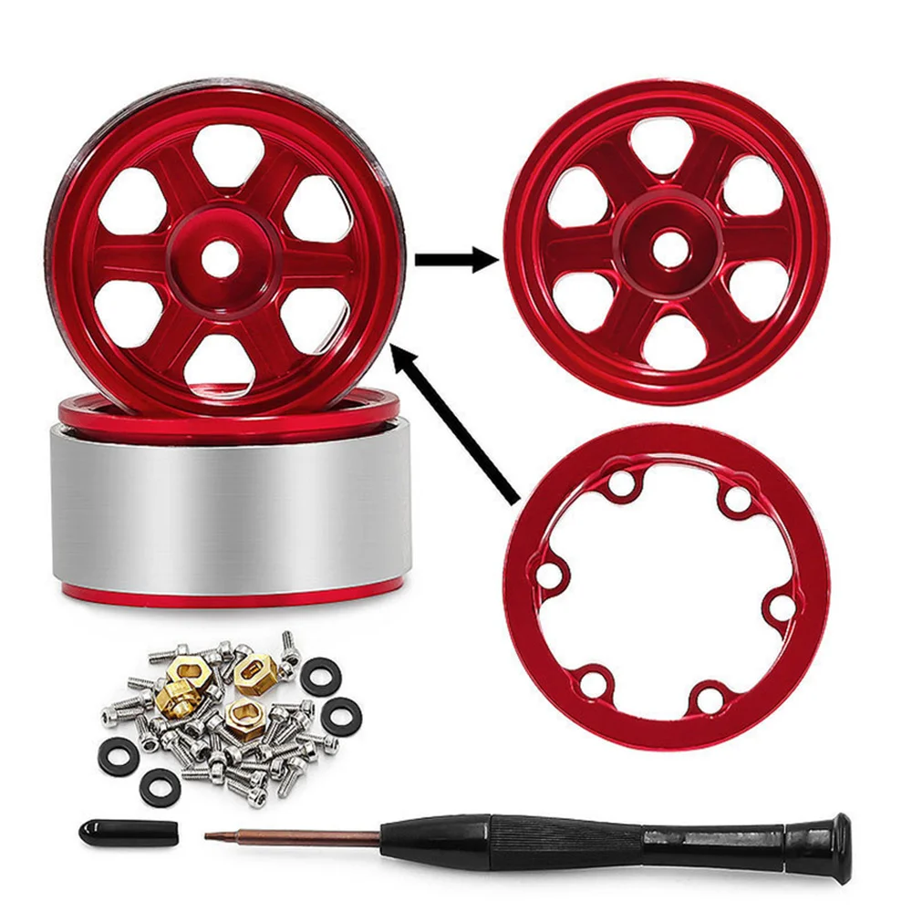 0.7‑Inch Negative Offset Beadlock Wheel Hub Aluminum Alloy Rims for 1/30 SCX30 for Ford Bronco K10 Ascent‑32 D412 RC Crawler Car