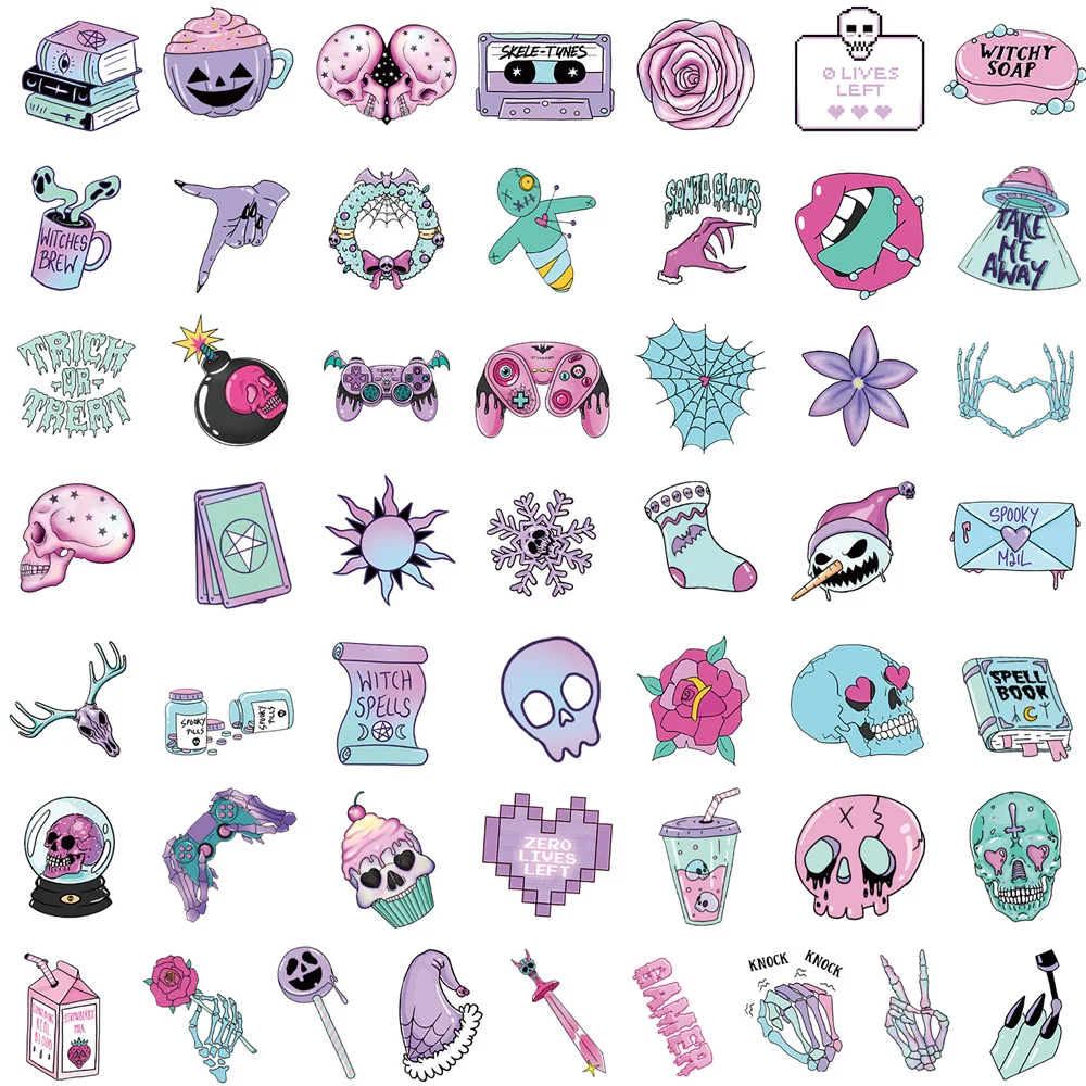 50pcs Vintage Pink Gothic Stickers For Phone Laptop Stationery Ipad Craft Supplies Aesthetic Goth Sticker Scrapbooking Material