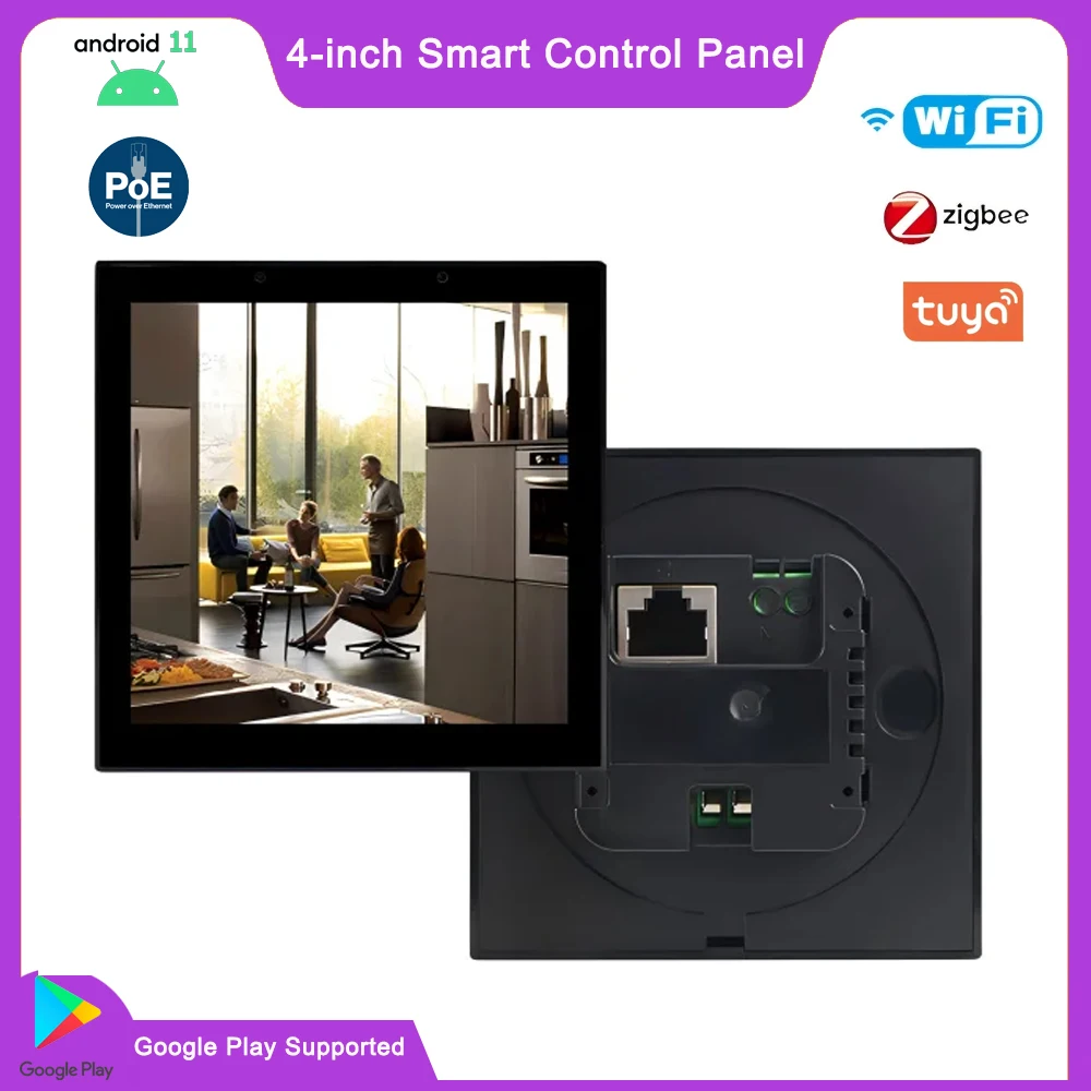 2024 New 4 Inch Android Smart Home Control Panel POE Tablet Touch Screen Inwall Tablet with RS485 for 86 Wall Mount Box