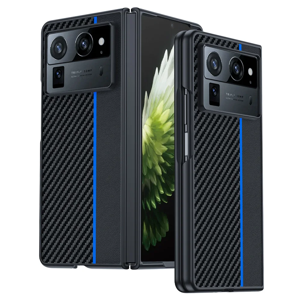 Capa For Tecno Phantom V Fold 2 Case Carbon Fiber Texture PU-Leather Shockproof Phone Cover for Phantom V Fold2 5G Funda