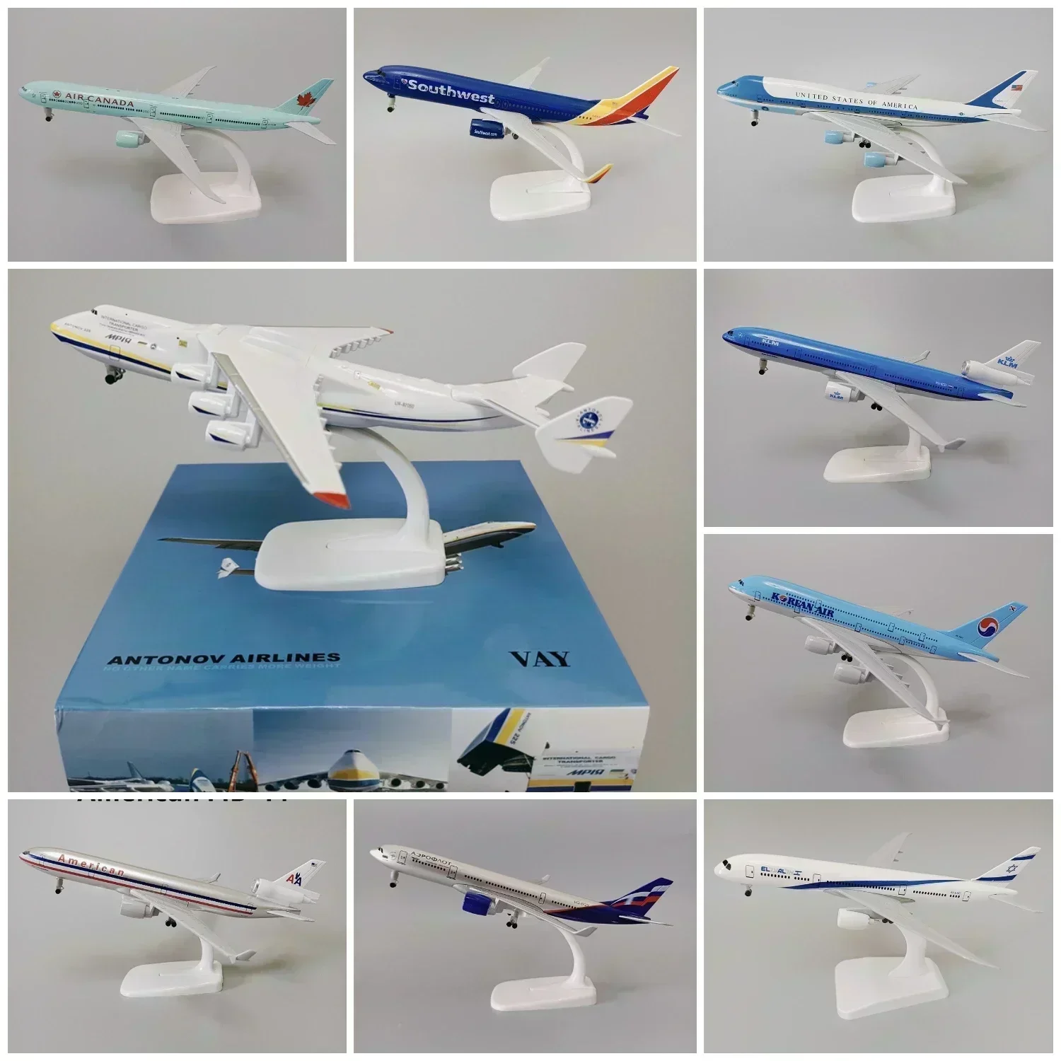 20cm Alloy ANTONOV USA KLM Mexican Lufthansa Korean Singapore Australian Qantas MD-11 Airplane Model Plane Aircraft & Wheels