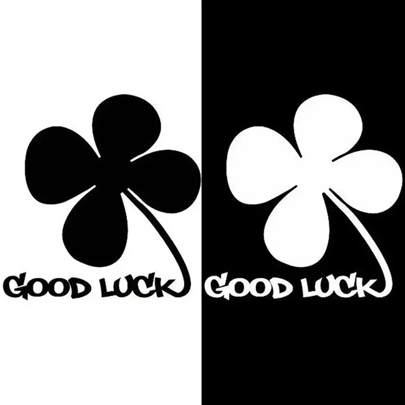 white black Four-Leaf Clover Good Luck Reflective Vinyl car Sticker Decal Car Bumper Windshield Window Rear Decal17.5x18cm