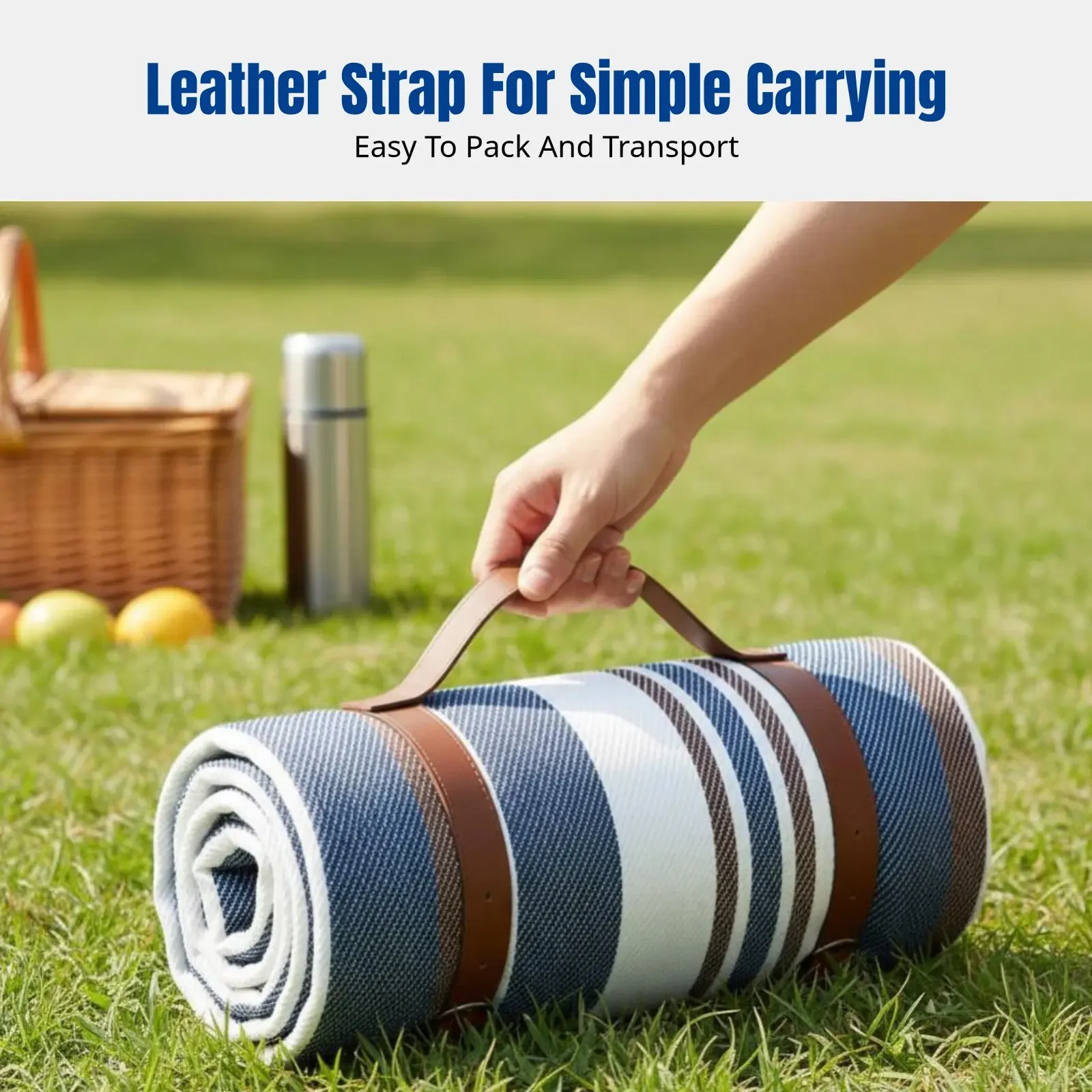 

2026 NEW Outdoor Picnic Blankets Mats Camping Foldable Pad Blankets with Leather Handle Waterproof Beach Camping Accessories