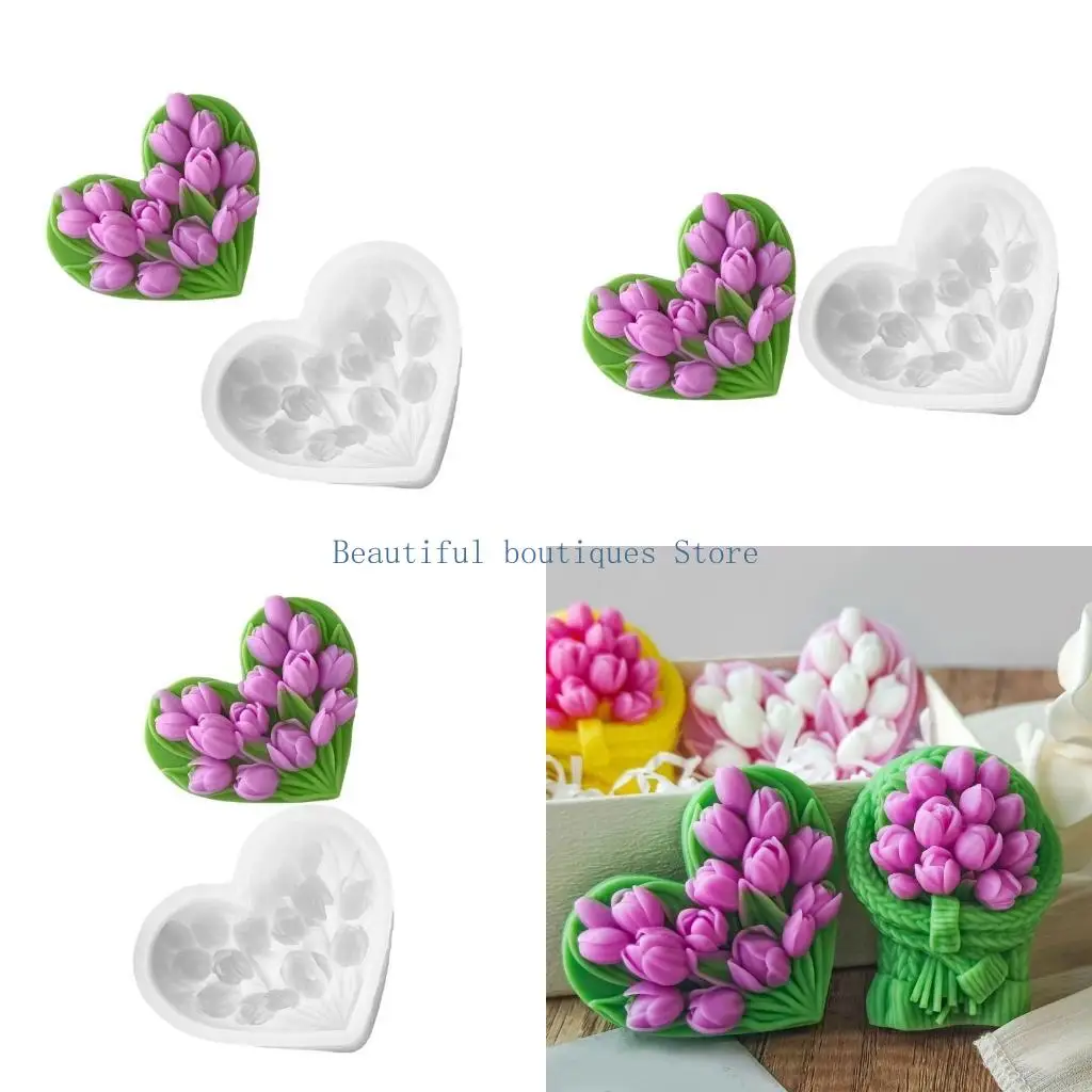 U4LF Creative Tulips Designs Sturdy Silicone Mould for Elegant Holder Making