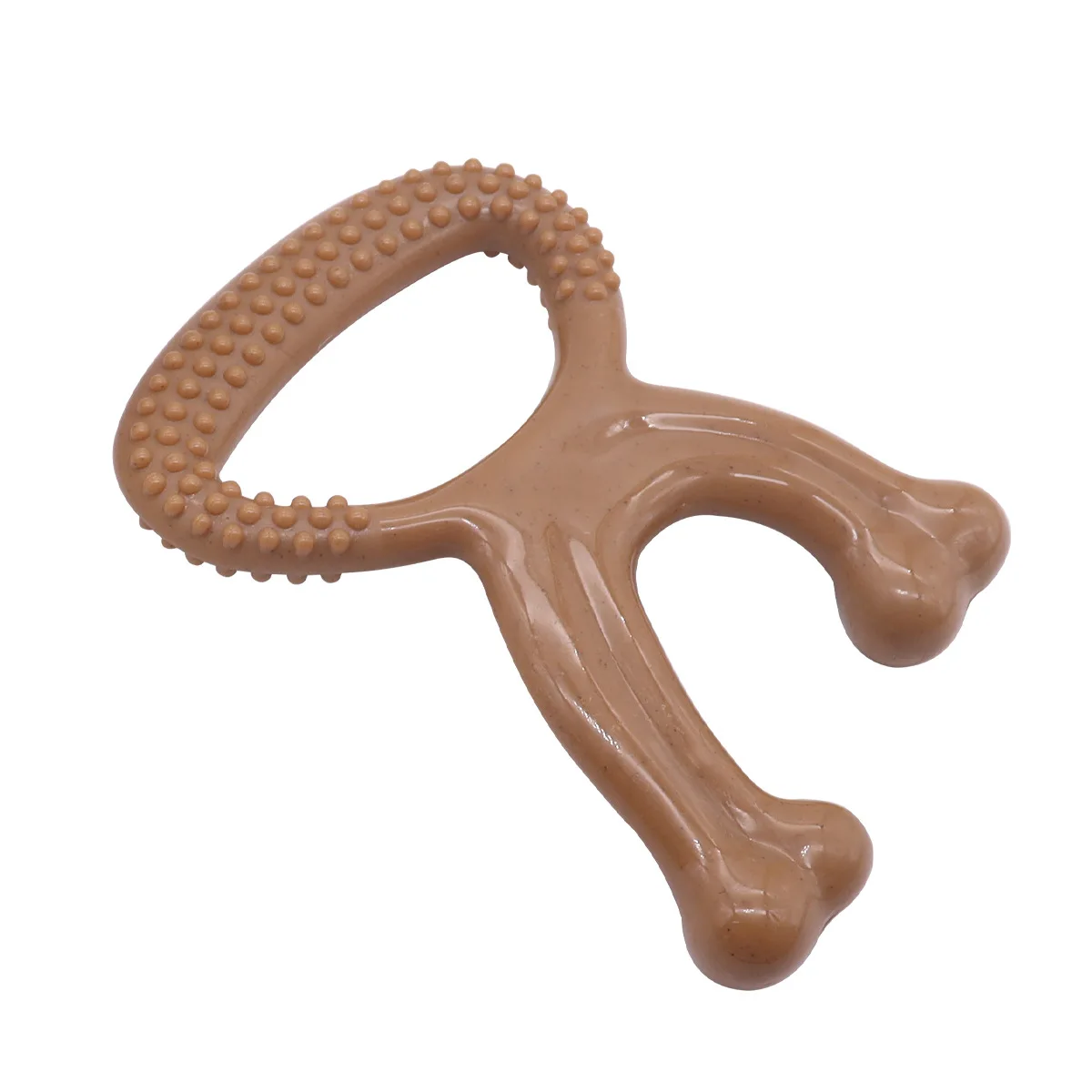 Sakkrrua Dog Teeth Grinding Toy, Self Relaxing and Bite Resistant Toy, Bone Shaped Toy, Brown, 1 Pcs