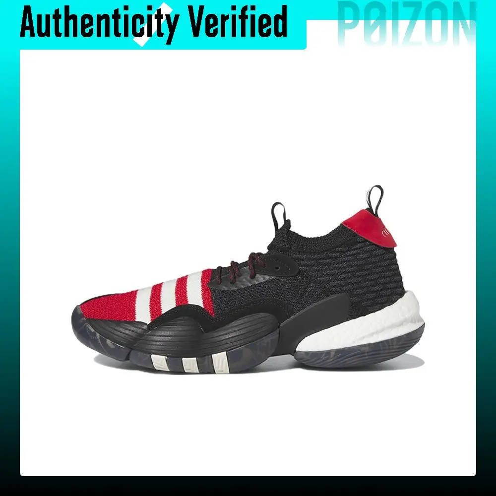 Adidas Trae Young 2.0 Cushioning Slip Resistant Abrasion Resistant Low top Basketball Shoes Men's Black Red IF2163