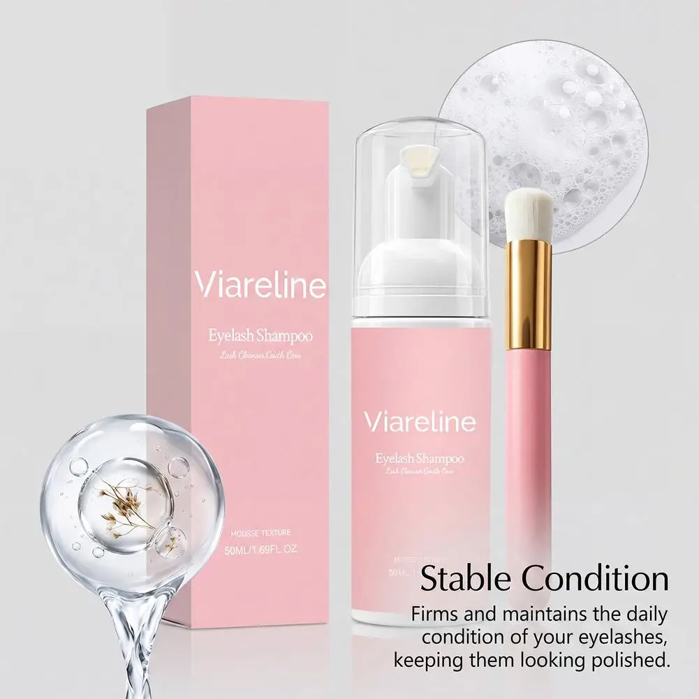 Eyelash Cleansing Mousse Foaming Shampoo,Gentle Oil Free Lash Cleaner Makeup Remover, Non Irritating Eye Area Care  50ml