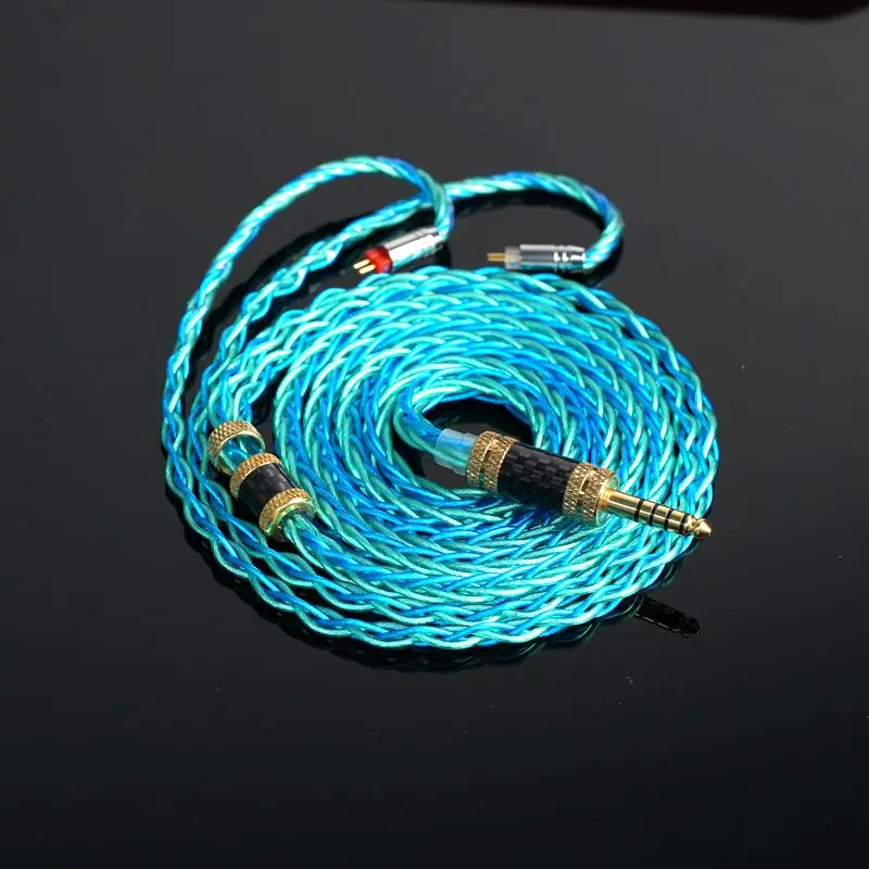 XINHS S33 8-core 7NOCC Berlapis Emas, Berlapis Perak, Kabel Earphone HIFI Paladium