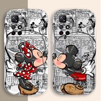 Curly Wave Phone Case for Redmi Note 13 12 11 Pro Plus 10 9 9S 13C A1 A2 12S 11S Funda Mickey Minnie Mouse Comic Kiss