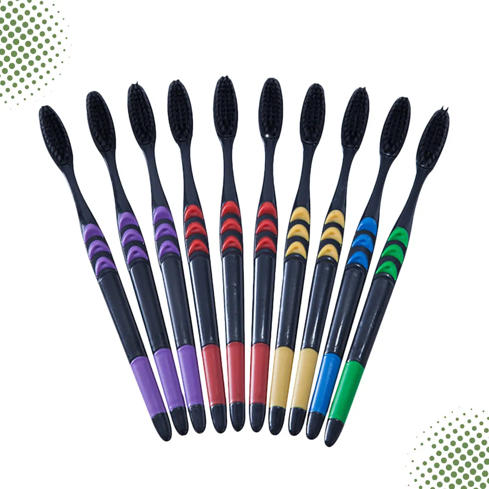 20Pcs Bamboo Charcoal Toothbrush Wheat Straw Handle Soft Bristles Promotes Health Portable Lightweight Eco Conscious