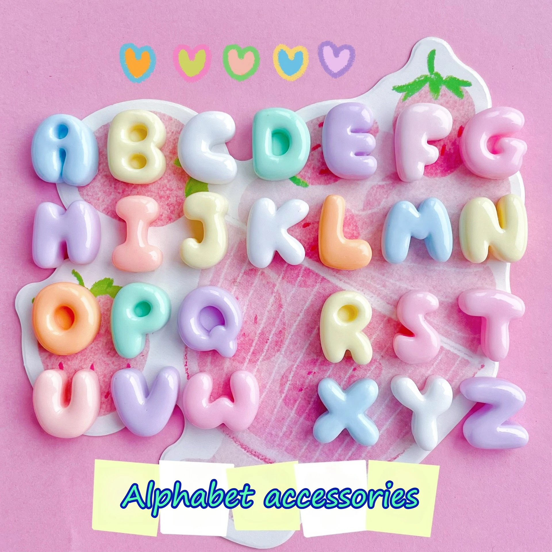 100 Uds. De una sola elección, 26 letras en inglés, mini accesorios pequeños de resina, pegamento en crema con letras, clip para el pelo, material de accesorios para funda de teléfono