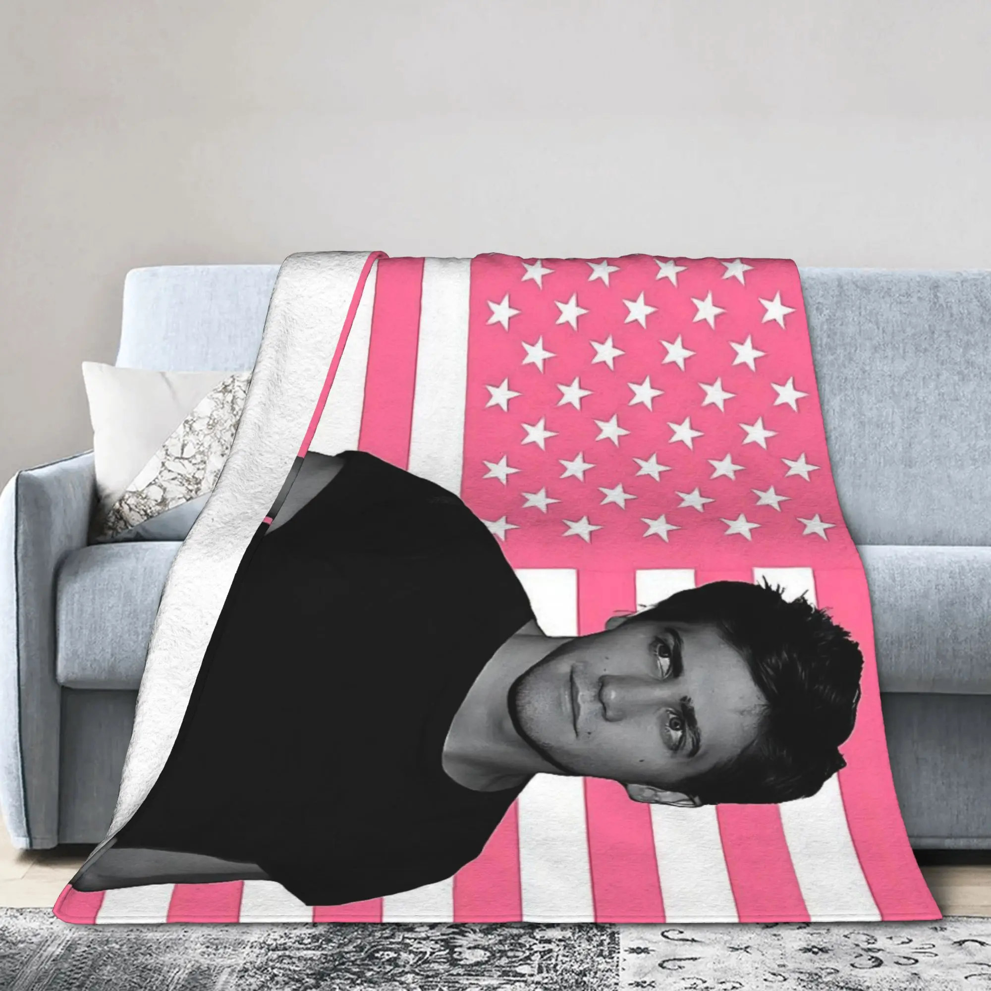 Jake Gyllenhaal Actor Blanket Cover USA Flag  Fuzzy Throw Blankets Airplane Travel Personalised Ultra-Soft Warm Bedsprea