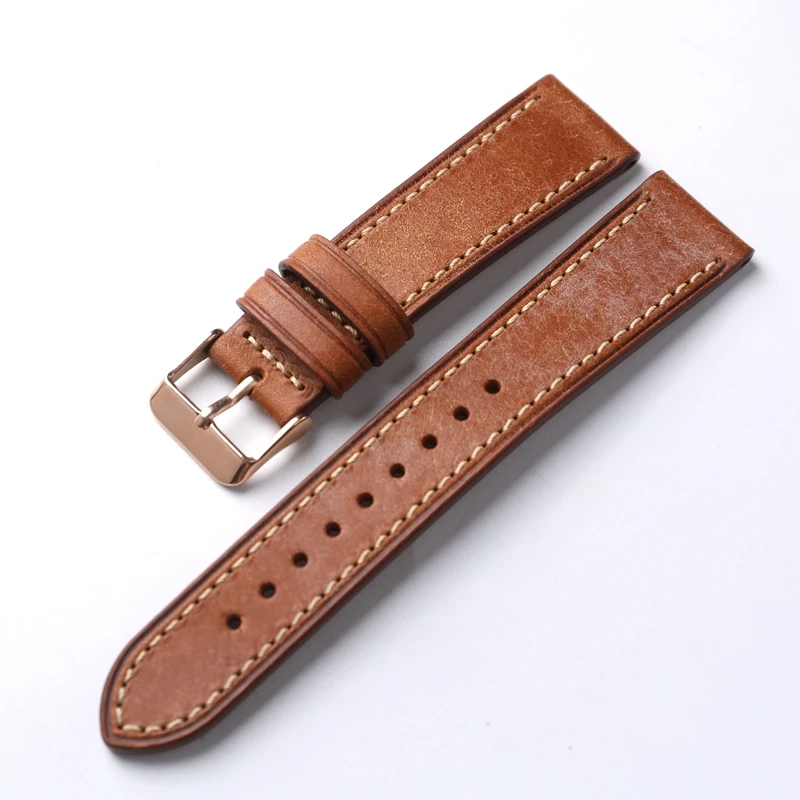 Handmade Italian Head Cowhide Strap 18 19 20 21 22MM Brown Grey Green Soft Vintage Watchband, Men\'s Soft Bracelet