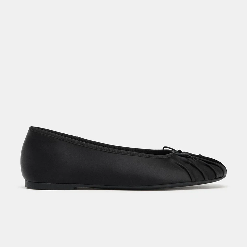 

Spring Summer New Knot Flat Bottom Ballet Shoes round Head Pleated Mary Janes Low Heel Loafers Fashionable Casual F...