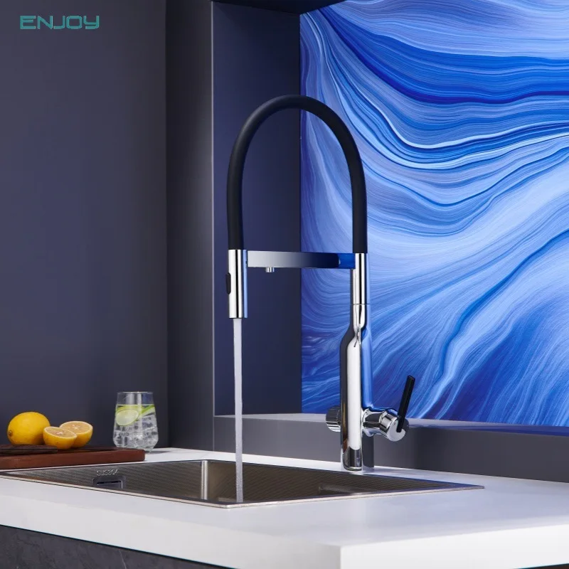 3-Way Kitchen Faucet, 59A Solid Copper Pull Down Sprayer, Hot and Cold Water, Sink Mixer Tap, Purifier Function