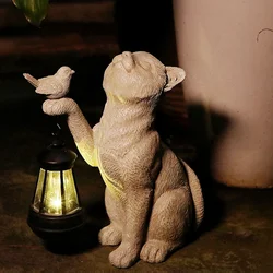 Funny Resin Cat Figurines LED Solar Light Waterproof  Mini Cat Outdoor Lantern Garden Ornament Light Garden Yard Figurines Decor