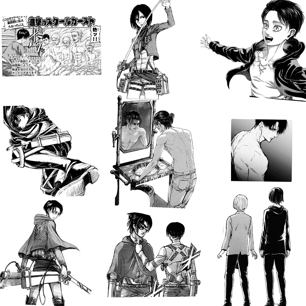 10/30/70pcs Cool Cartoon Attack on Titan Anime Stickers Black White Graffiti Decal DIY Notebook Helmet Phone Japan Manga Sticker