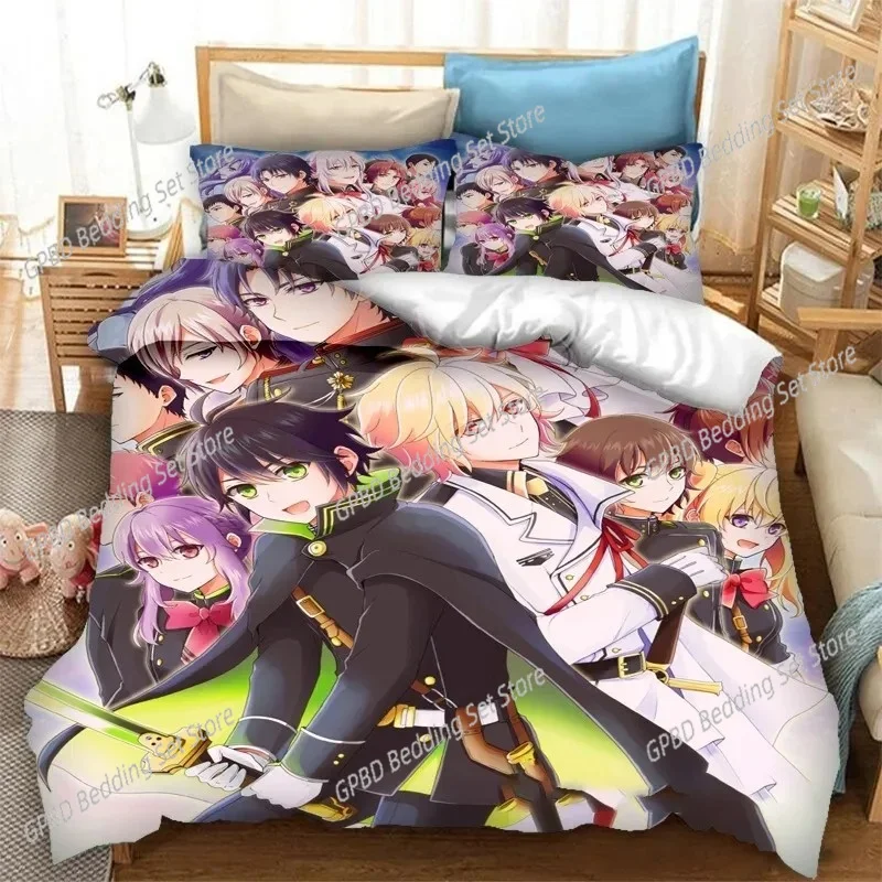 3D Print Anime Seraph of the End Mikaela Hyakuya Bedding Set Boys Girls Twin Queen Size Duvet Cover Pillowcase Bed Kids Adult