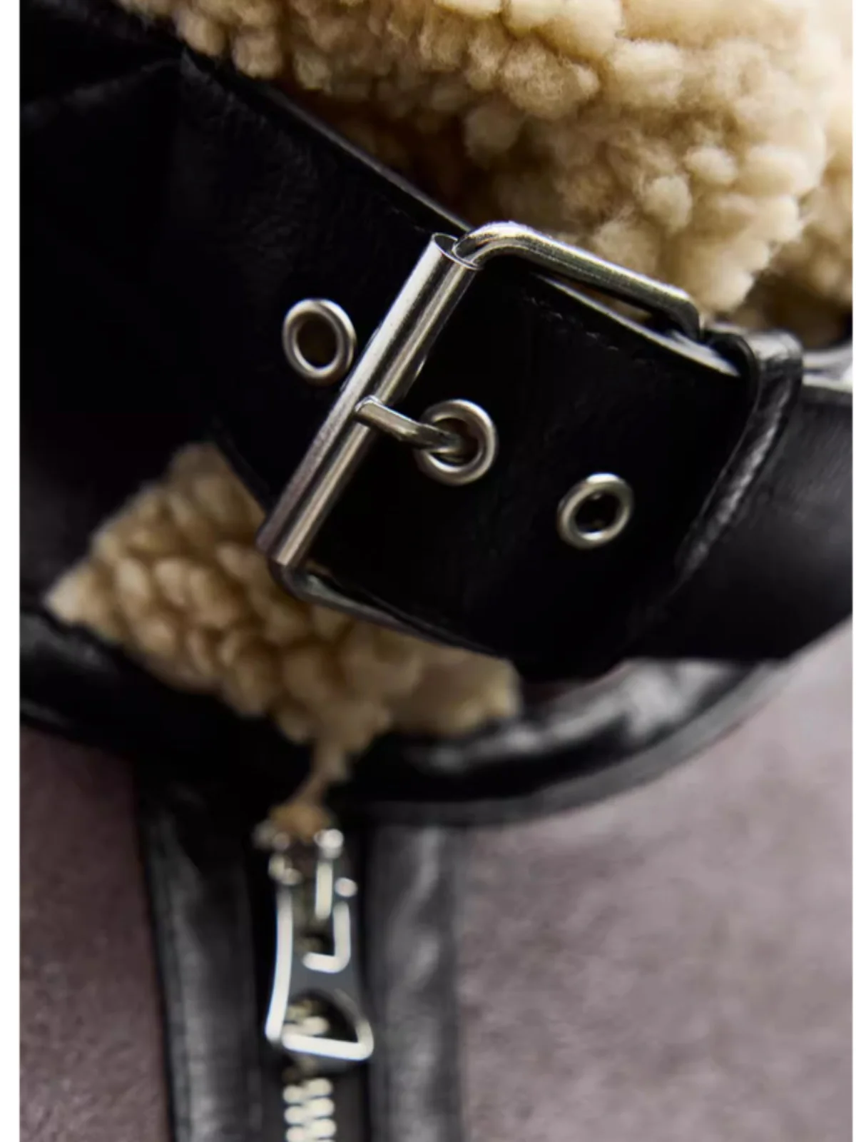 النبيذ الأحمر اللون ort Fce اصطف فرو الضأن السائق Sle القطن Jaet المرأة الدافئة جميع المواسم معطف الوقوف طوق سستة إغلاق