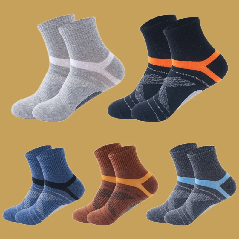 

5 Pairs High Quality Combed Cotton Men's Socks Casual Breathable Active Socks Man Stripe Long Comfortable Casual Sock