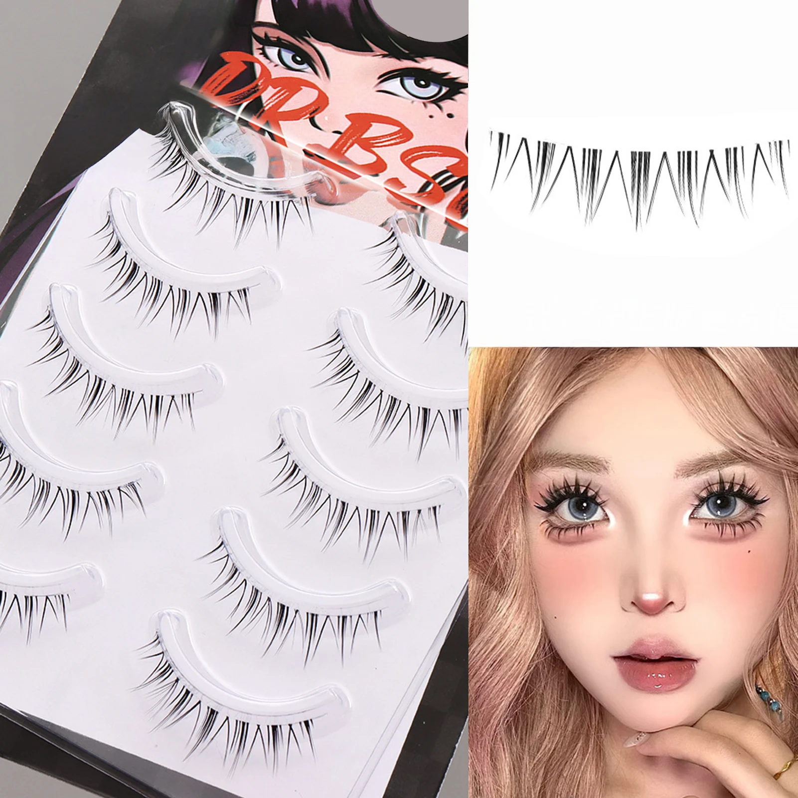 マンガ下まつげフルストリップつけまつげ女性用超軽量コミックまつげエクステンションパーティー結婚式やデートメイク用
