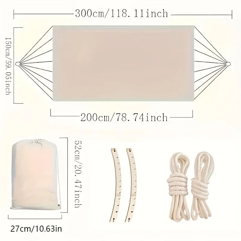 أرجوحة بوهيمية مزدوجة لشخصين، نمط مخطط أحمر وأبيض مع شرابات، أرجوحة خارجية بحبل شديد التحمل مع حقيبة حمل