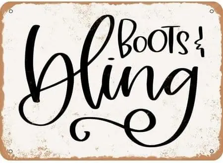 2026 Vintage Metal Tin Sign  Boots and Bling Retro Wall Decor for Home, Cafe, Garden - Aluminum Men ; Women-aluminum sig