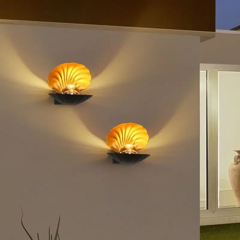 Shell Pearl Outdoor Light Luxury Wall Lamp Aisle Balcony Wall Lamp High Grade Wall Household Exterior Garden Lighting Fixture