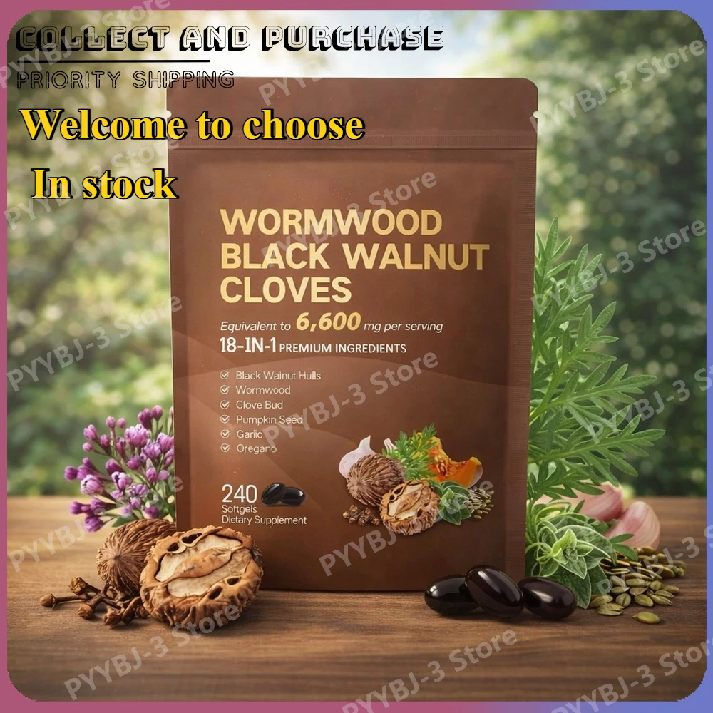 

240 капсул с полынью, черным грецким орехом и гвоздикой для очищения и детоксикации, 6600 мг, 18-компонентная травяная смесь с семенами тыквы