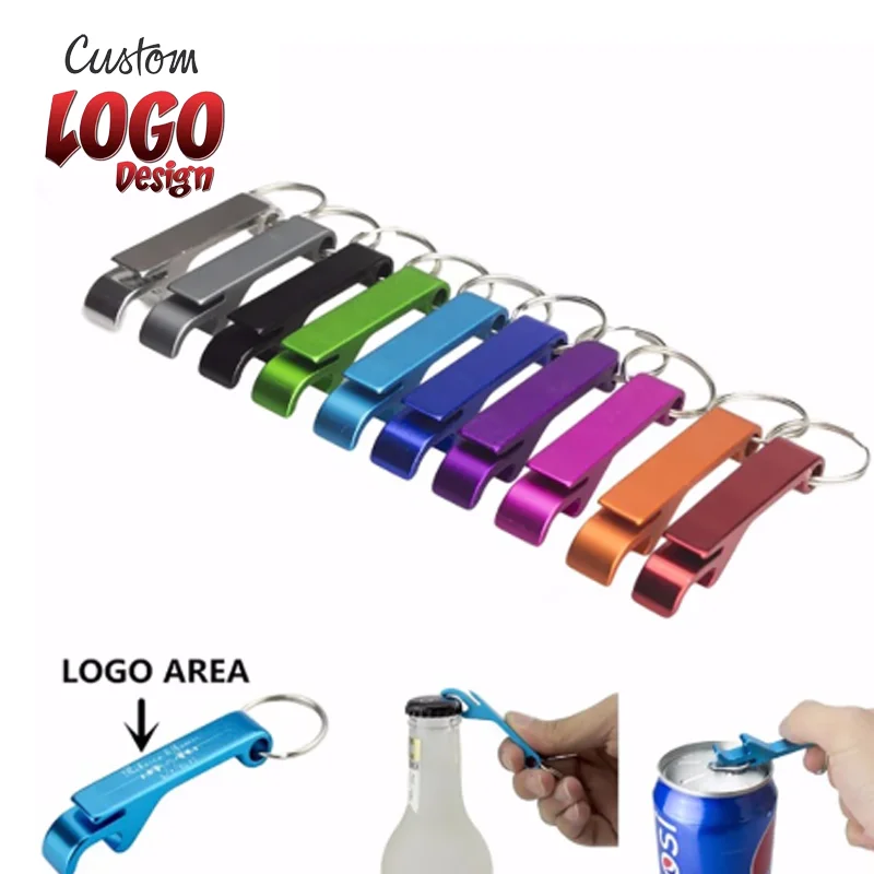 

100pcs Custom LOGO Aluminium Portable Can Opener Key Chain Ring Wedding Can Opener Restaurant Promotion Giveaway Logo Gifts