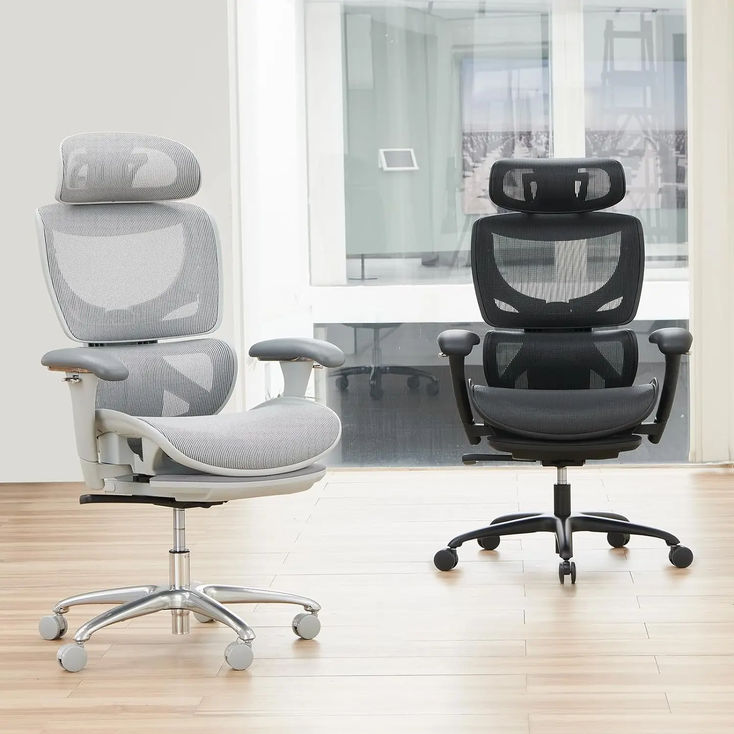 Office Chair with Footrest, Executive High Back Computer Desk Chair with Wide Headrest and Adjustable 3D Arms, Backrest