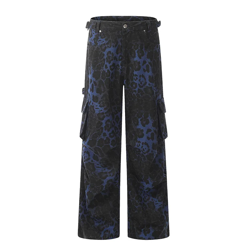 

Lepoard Printed Hip Hop Vintage Jeans Pants Vibe Style Harakuju Streetwear Denim Trousers For Male