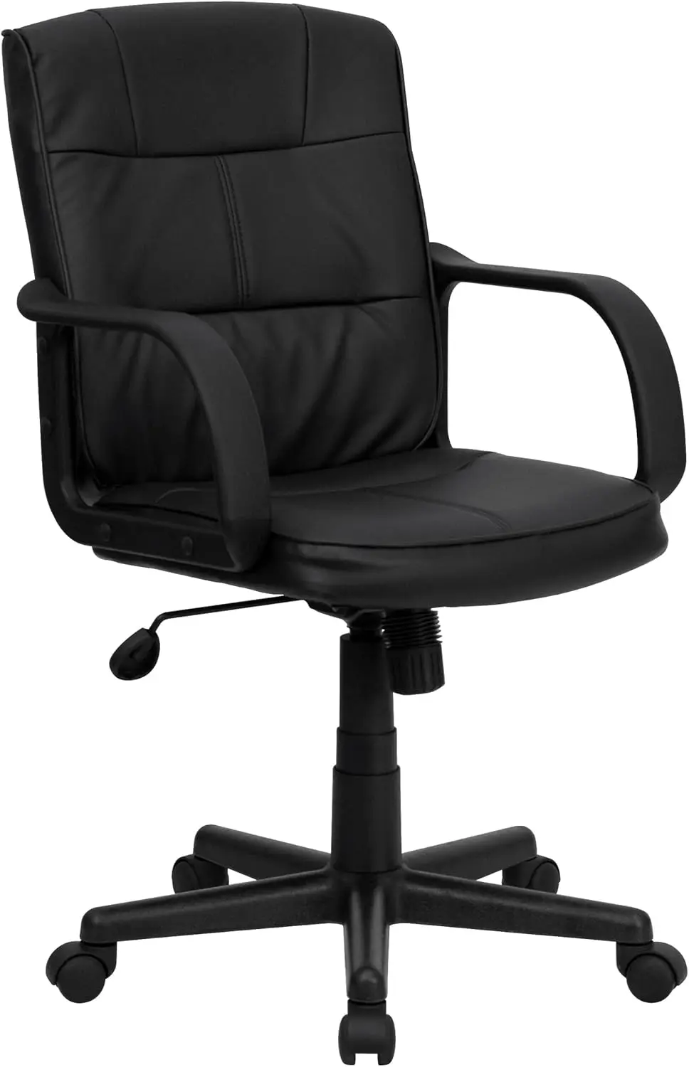 

Furniture Rider Mid-Back Black LeatherSoft Swivel Task Office Chair with Arms