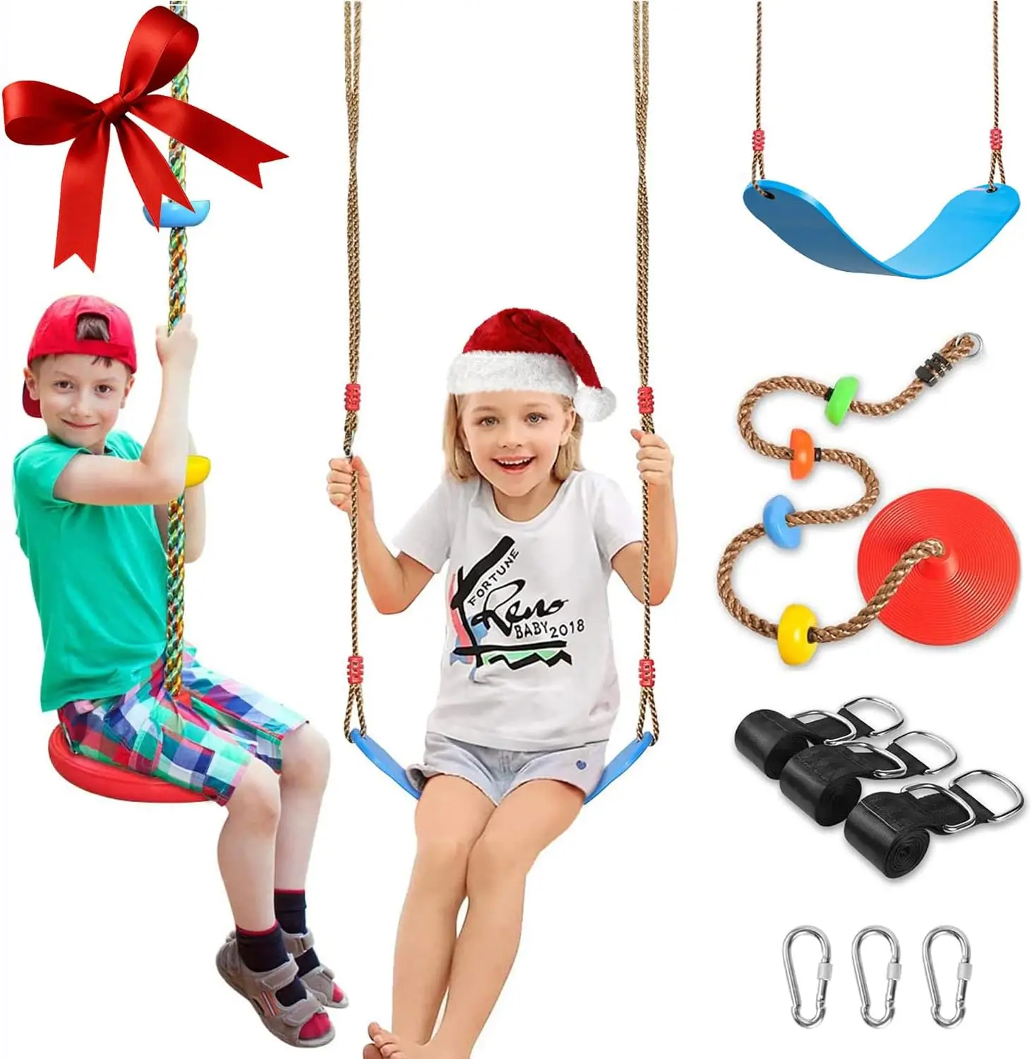 

Комплект из 2 разноцветных сидений-качалок с альпинистской веревкой и платформой — игрушки для игр на открытом воздухе для детей и взрослых