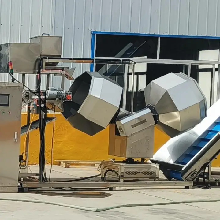 Customized Dual Drum Octagonal Chips Seasoning Flavoring Mixing Machine Automatic Battering Flouring Liquid Coating Machine