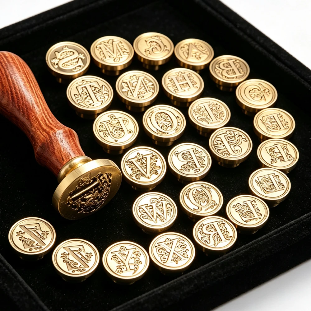 Retro Wood Stamp Classic 26 Letter A-Z Alphabet Initial Sealing Wax Seal Stamp Ancient Seal Post Decorative Antique Stamp Gifts