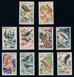 10Pcs/Set New Monaco Post Stamp 1962 Protecting Beneficial Birds Sculpture Stamps MNH