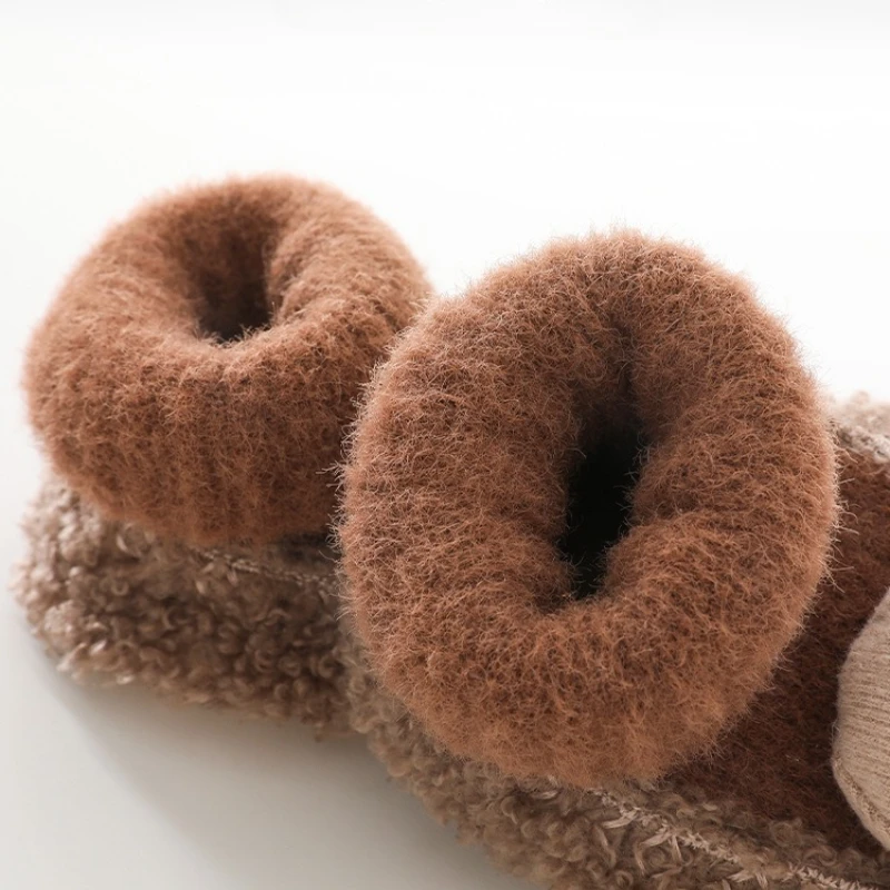1 Pair New Winter Baby Socks with Non-Slip Grips Cute Animal Floor Slippers for Infants Warm Indoor Anti-Cold House Sock Shoes