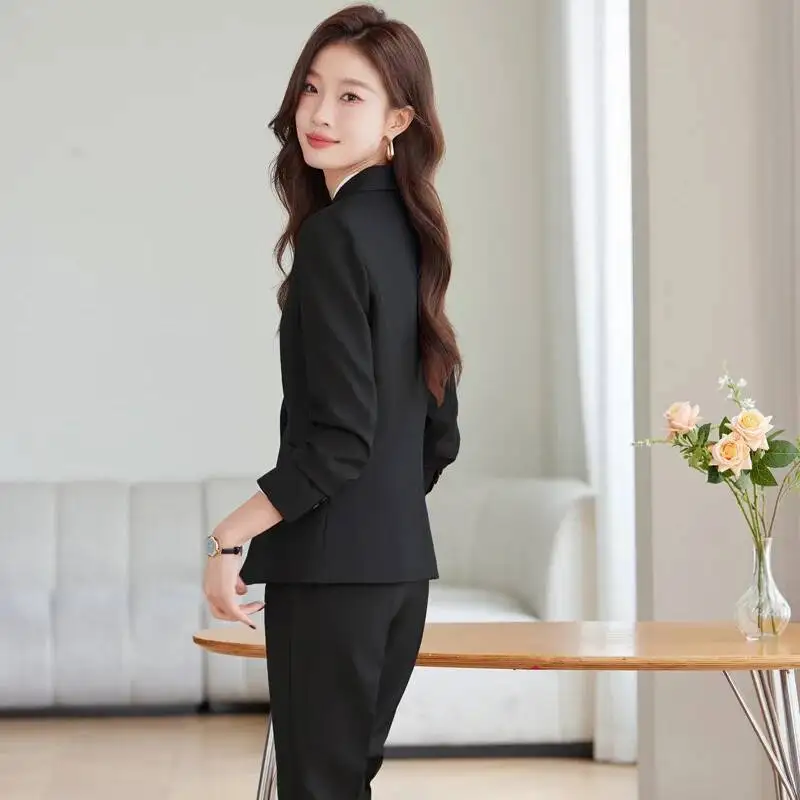 Herfst Winter Formele uniforme stijlen Broekpakken met broeken en jassen Jas Professioneel kantoor Werkkleding Blazers Zakelijke carrière