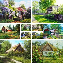 Diy Painting By Numbers Tree Village Wall Art Picture Handicraft for Living Room Hand-painted Acrylic Paint Crafts Home Decor