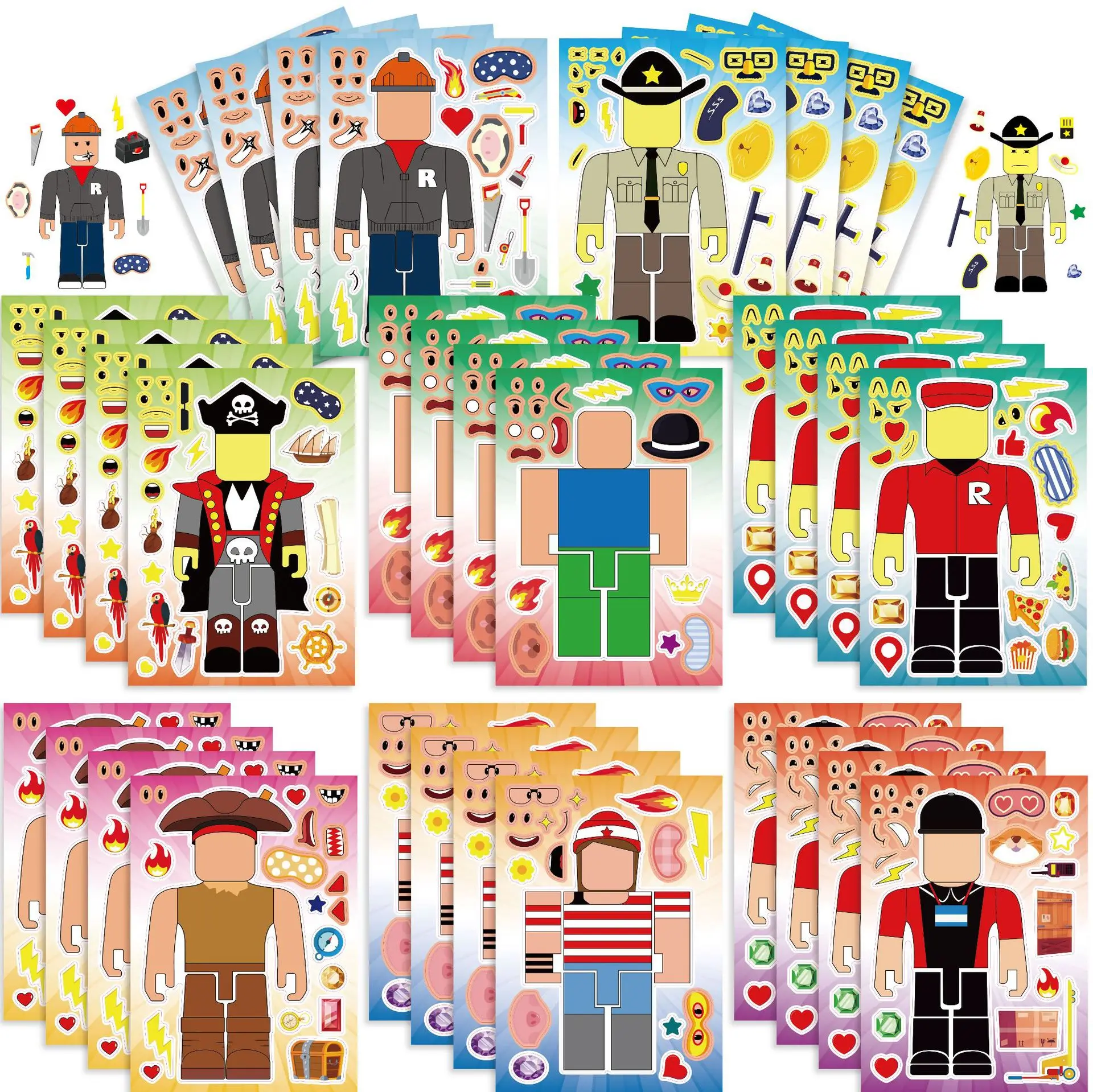 16pcs Roblox Game Sticker Children DIY Puzzle Funny Games Make-a-Face Assemble Jigsaw Sticker DIY Boys Girls Party Toys Gift