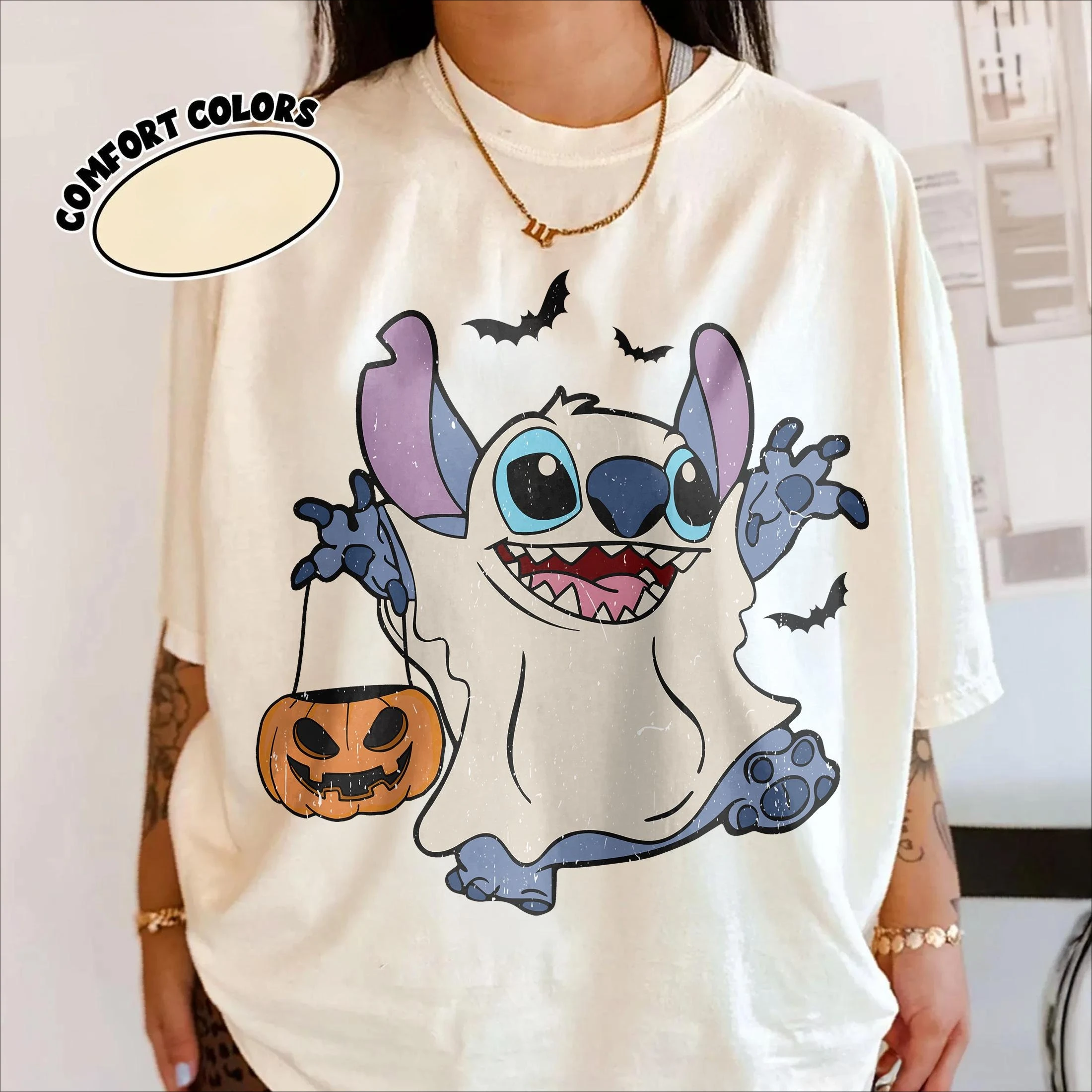 

Retro Disney Stitch Halloween Comfort Colors Shirt Stitch Halloween Pumpkins Shirt Halloween Stitch Ghost Shirt