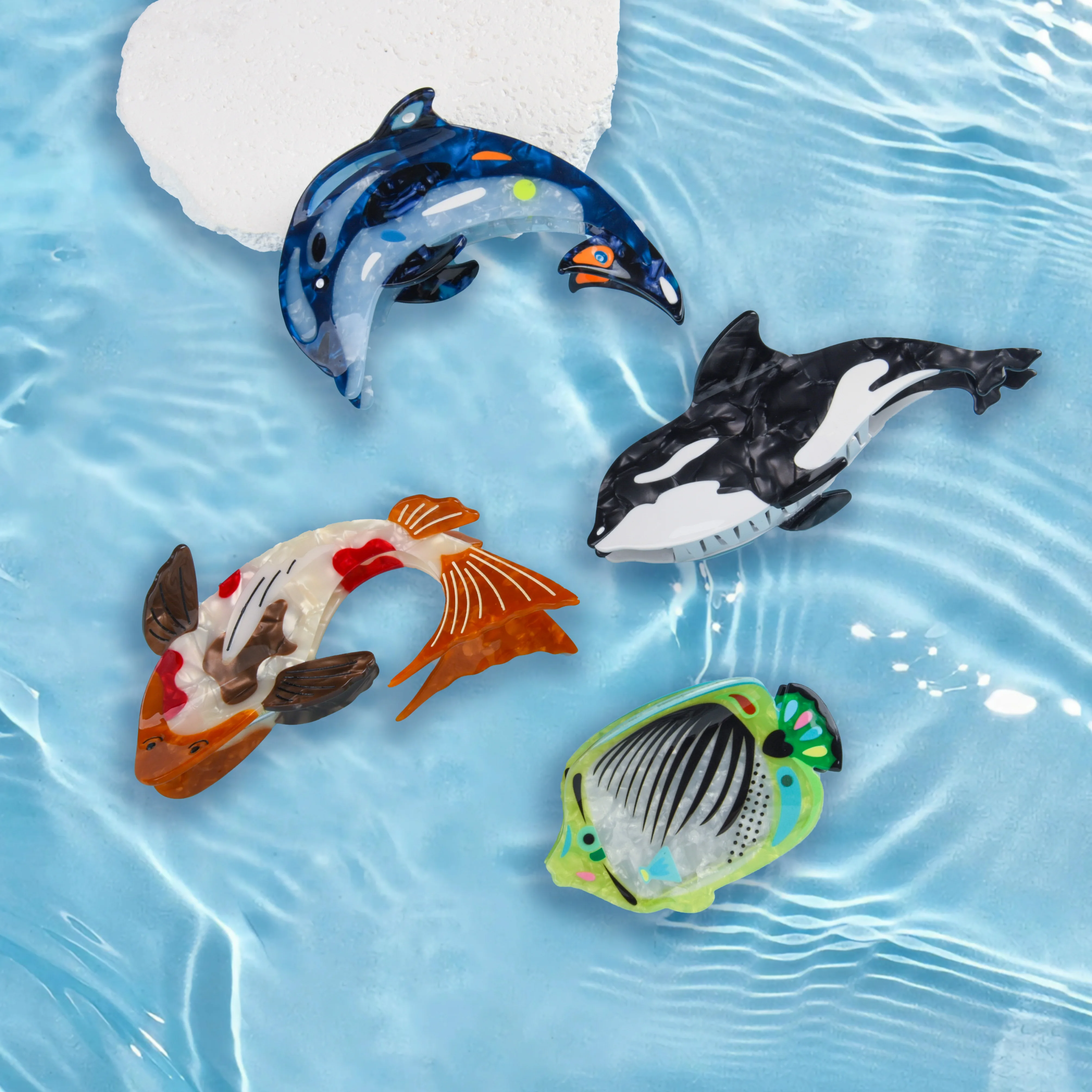 New Marine Animal Series Hair Clips High-qualit Acetate Dolphin Whale Lucky Koi Crab Hair Clip Claw for Women Hair Accessories